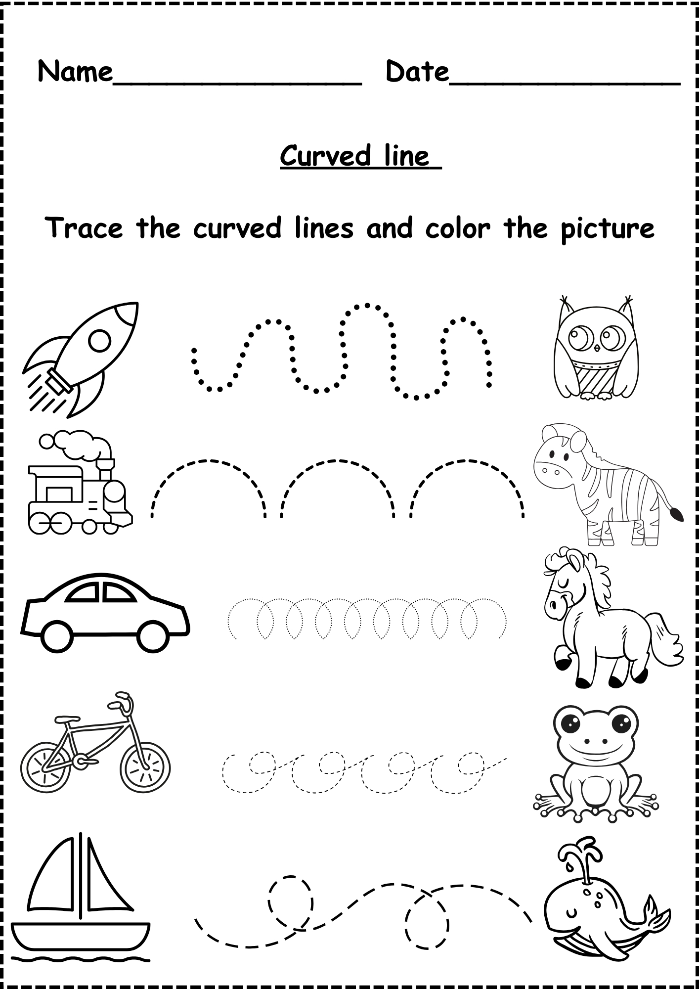 Curved Line Tracing Worksheets For Kindergarten Free pertaining to Printable Preschool Worksheets Free