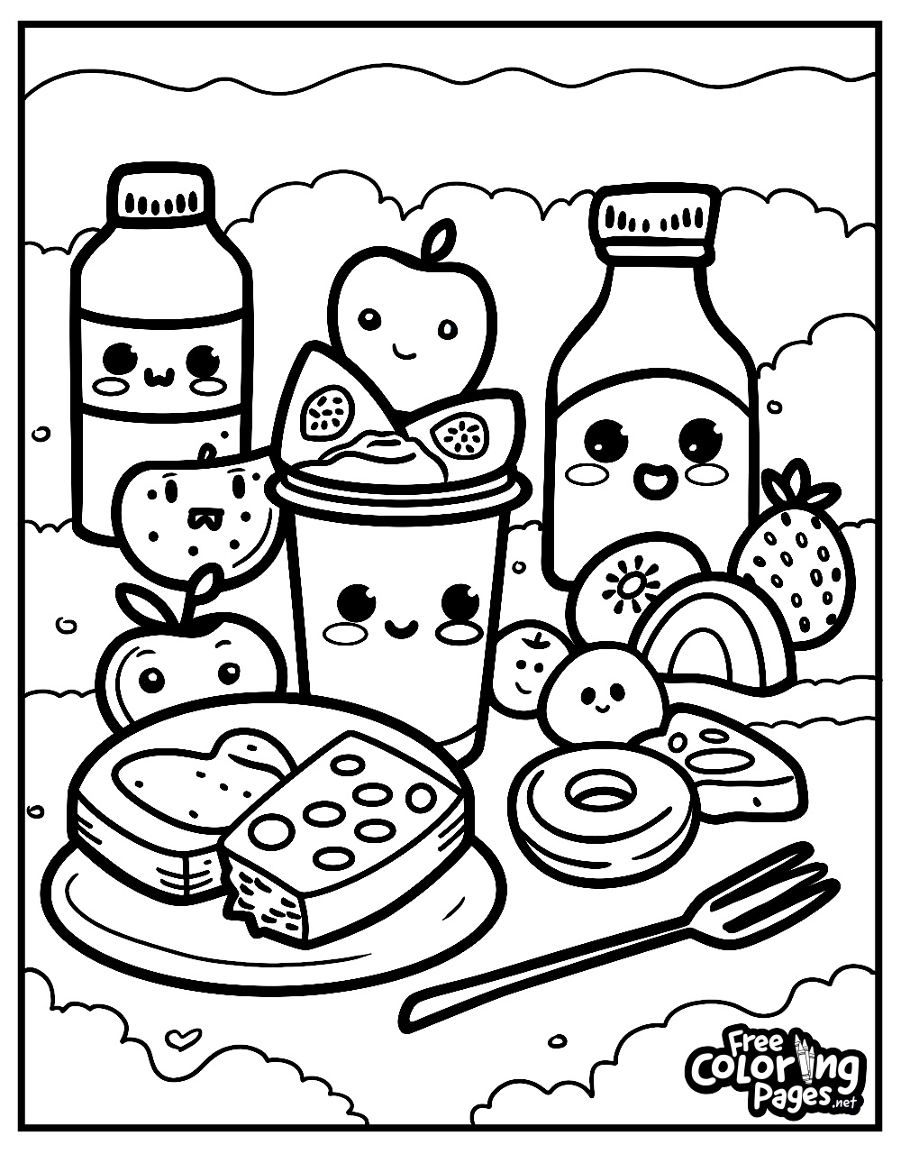 Cute Food Coloring Pages - Free Coloring Pages inside Free Printable Coloring Worksheets