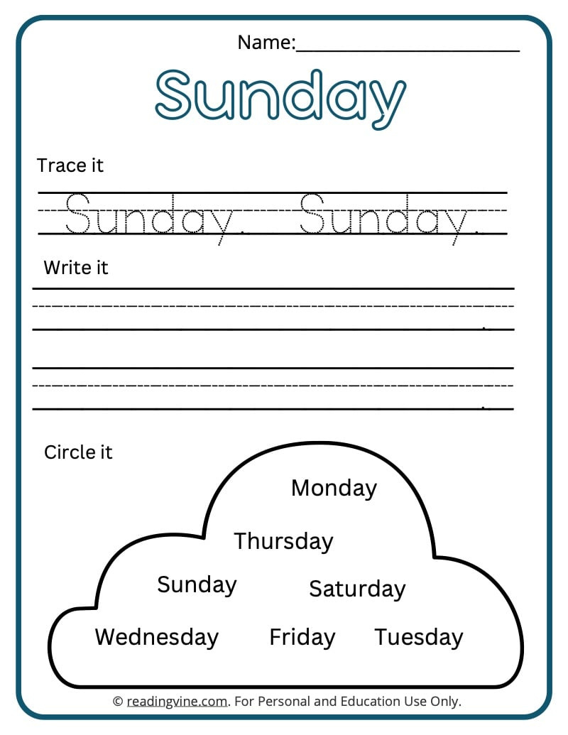 Days Of The Week Worksheets | Free Printable Activities in Free Printable Days Of The Week Worksheets