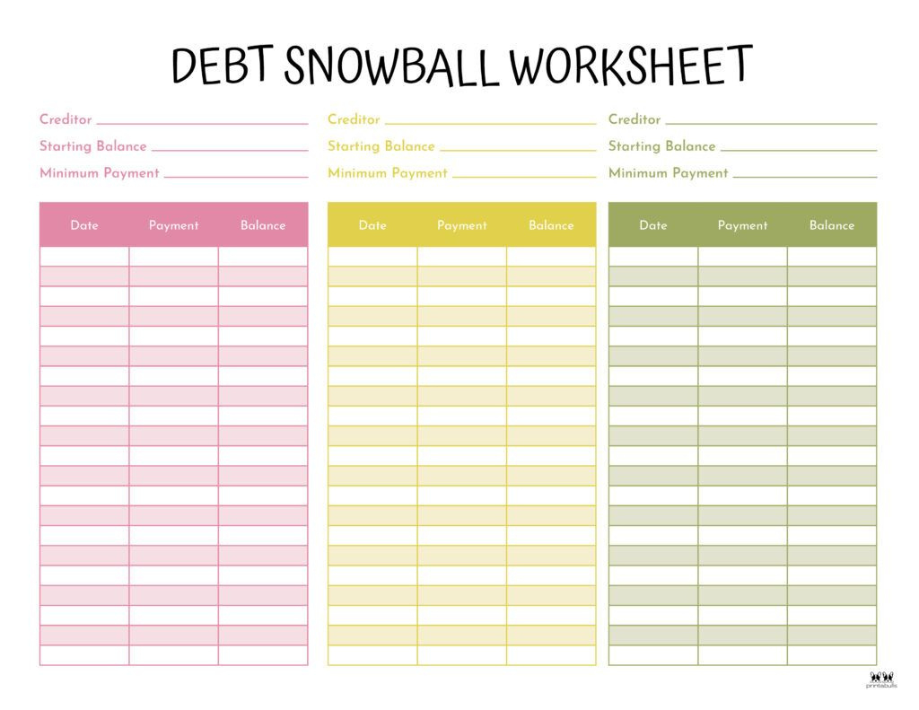 Debt Trackers &amp;amp; Debt Snowball Worksheets - 35 Pages | Printabulls in Debt Snowball Worksheets Free Printable