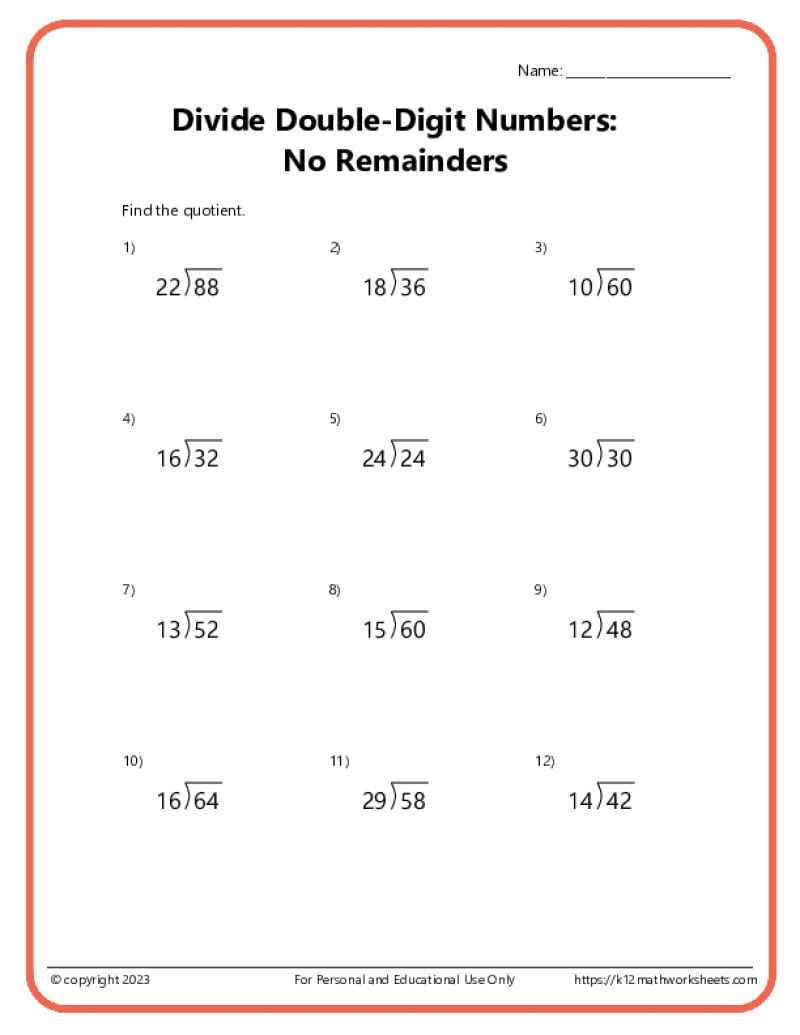 Division Worksheets - K12 Math Worksheets regarding Free Printable Division Worksheets