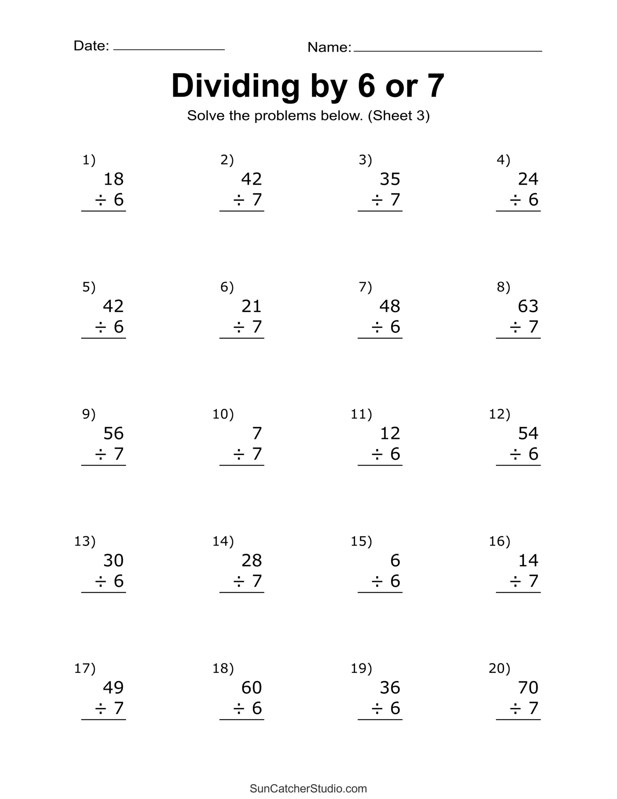 Division Worksheets &amp;amp; Problems (Free Printable Math Drills) – Free with Free Division Printable Worksheets