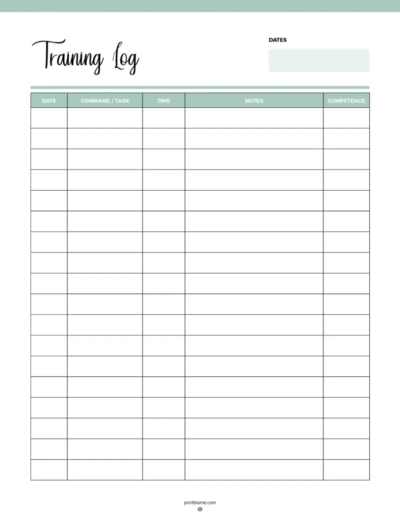 Dog Training Logs - 16 Free Printable Puppy Training Planner in Free Printable Dog Training Worksheets