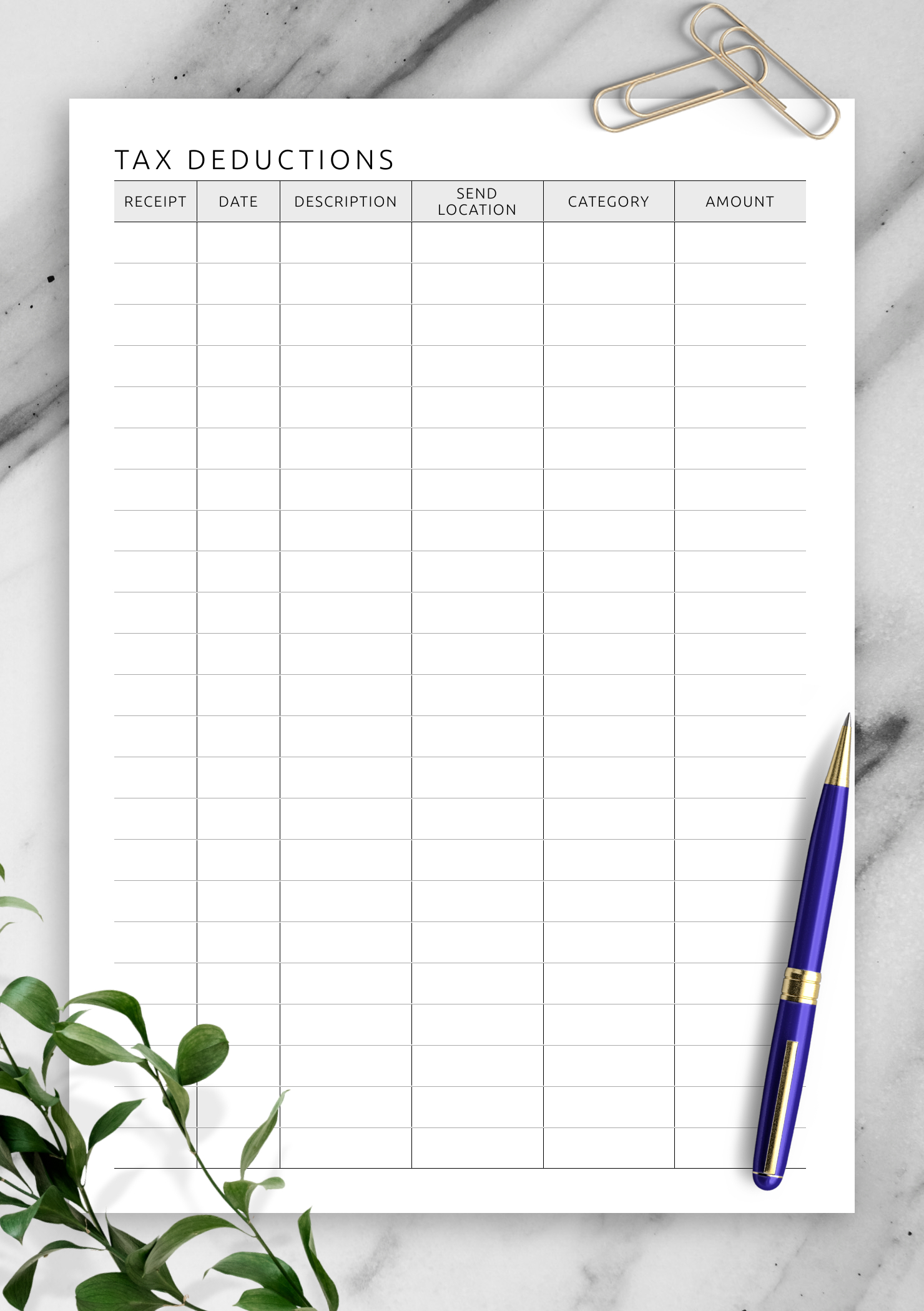 Download Printable Simple Tax Deductions Tracker Template Pdf for Free Printable Itemized Deductions Worksheets