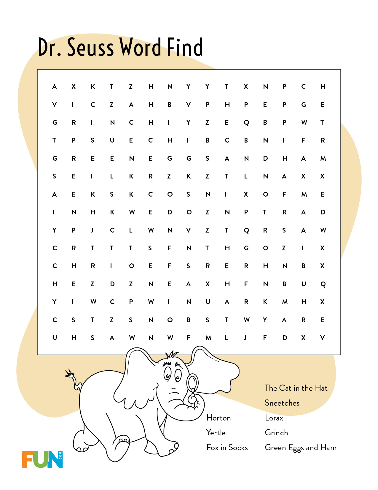 Dr. Seuss Activities And Printables - Fun Blog in Free Dr Seuss Printable Worksheets