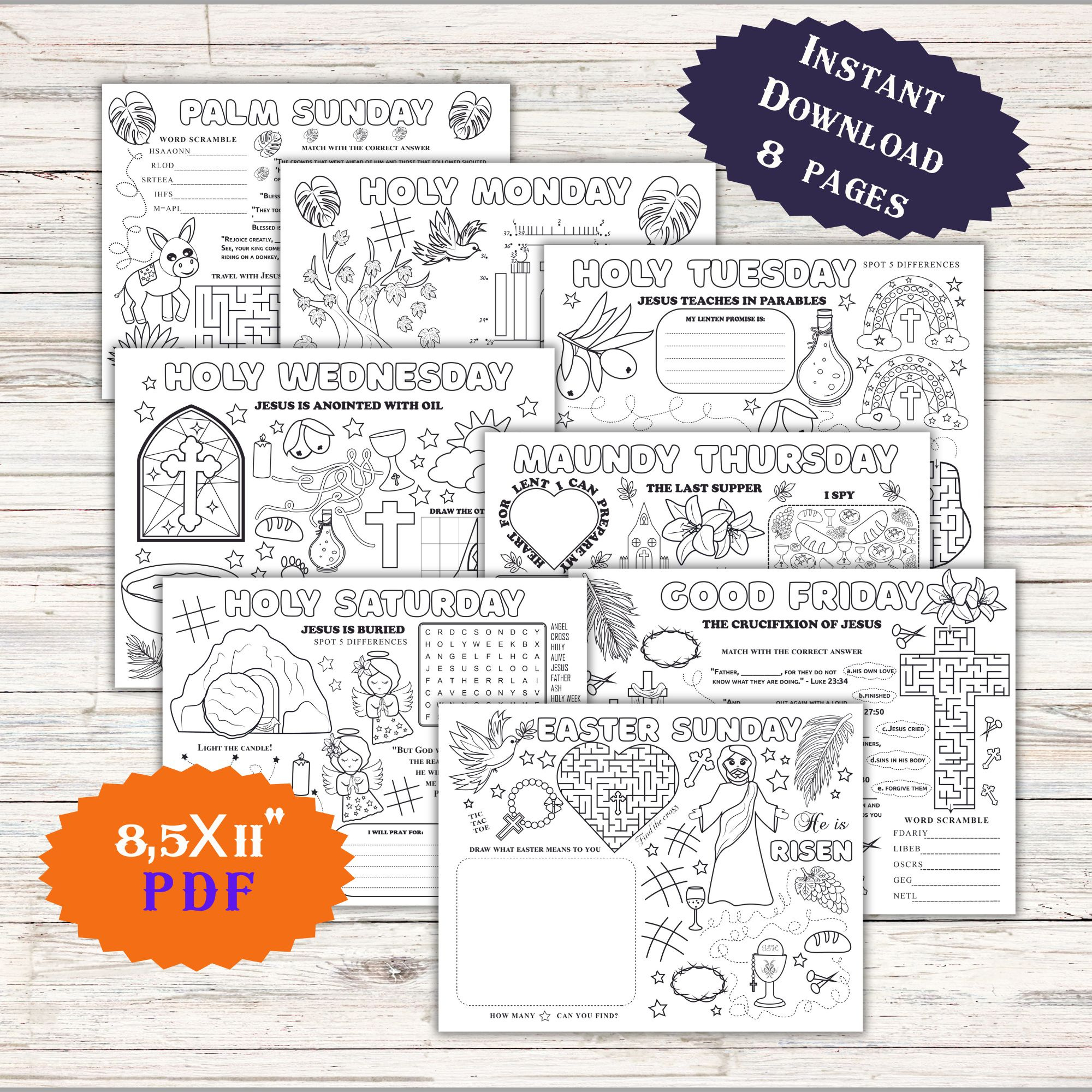 Easter Holy Week Story Bible Advent Study Art Craft Printable intended for Free Printable Holy Week Worksheets