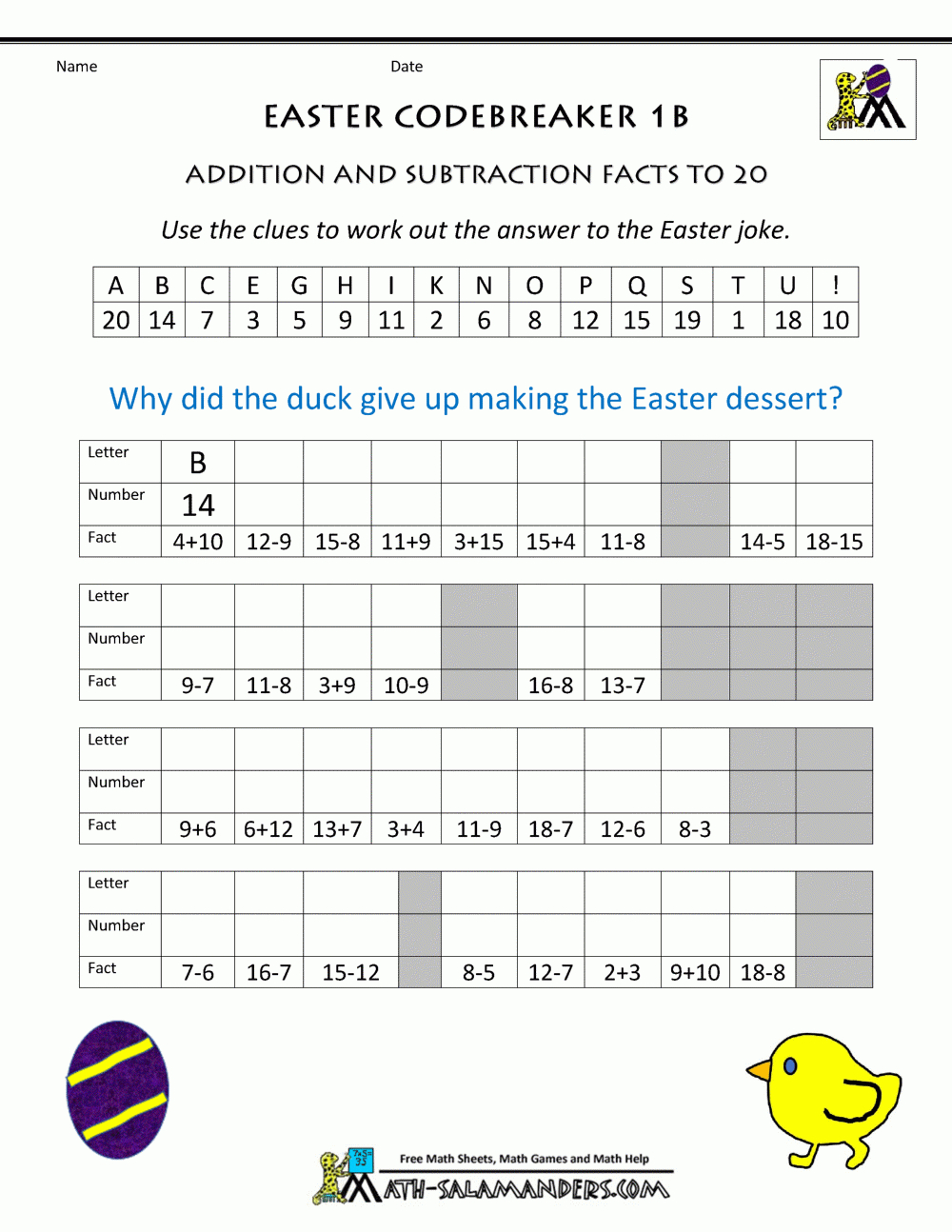 Easter Worksheets For Kids throughout Easter Code Worksheets
