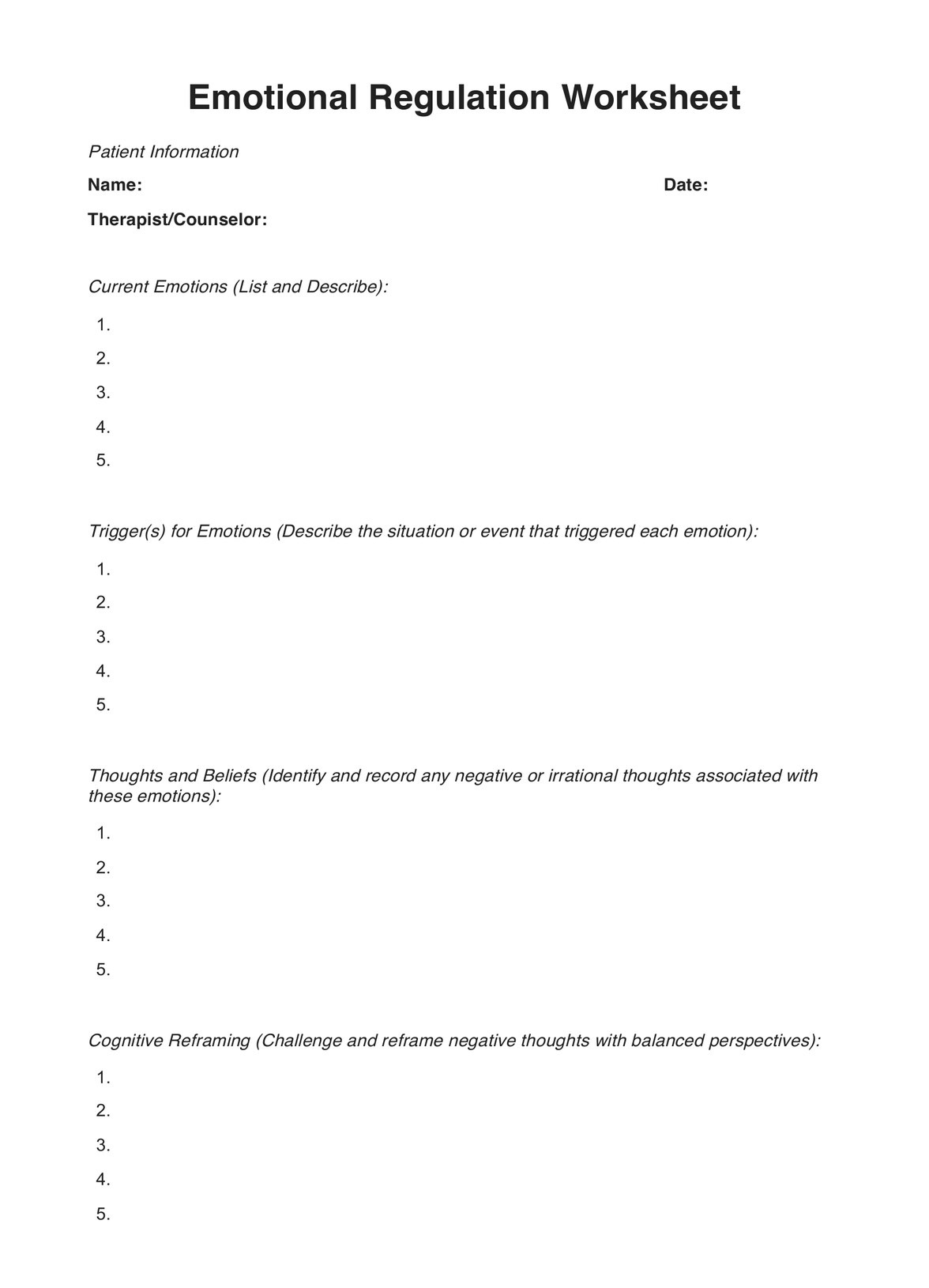 Emotional Regulation Worksheets in Free Printable Emotional Regulation Worksheets For Adults