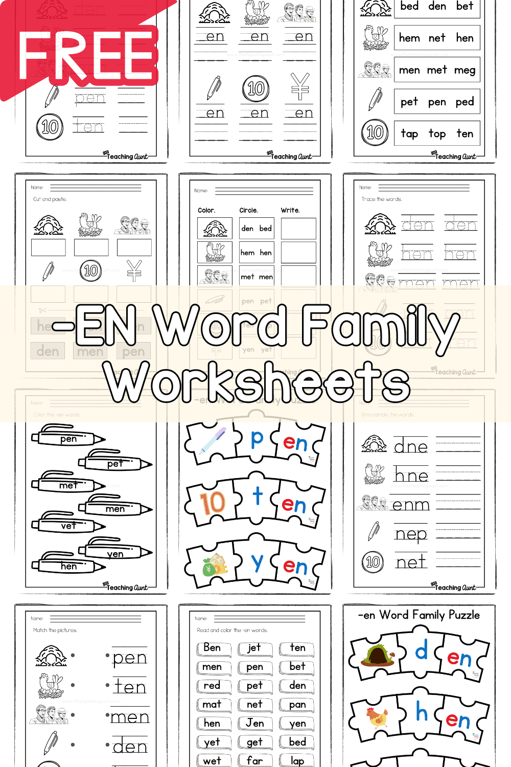 En Word Family Worksheets - The Teaching Aunt regarding Word Families Worksheets Free Printable