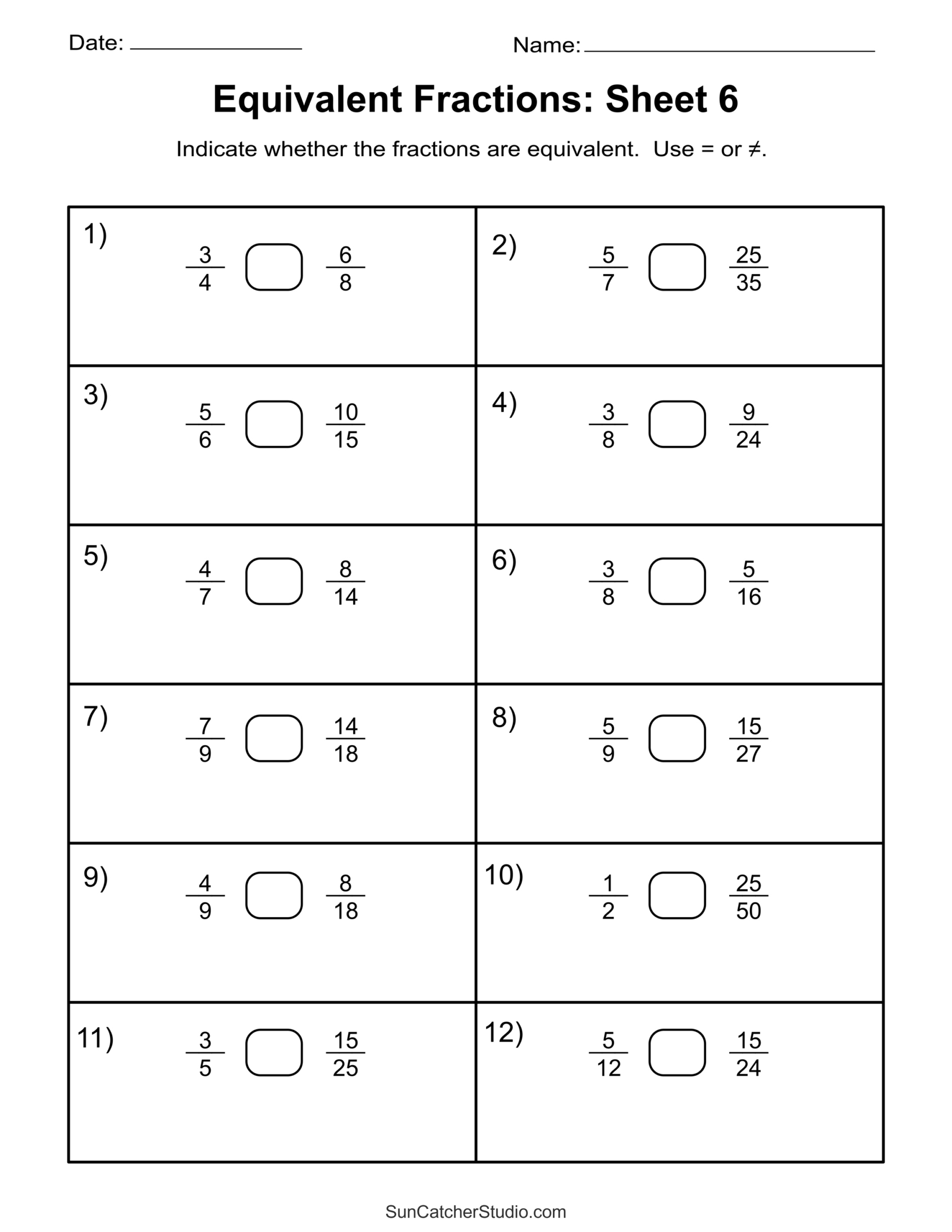 Equivalent Fractions (Finding And Writing Equal Fractions) – Free for Free Printable Equivalent Fractions Worksheets