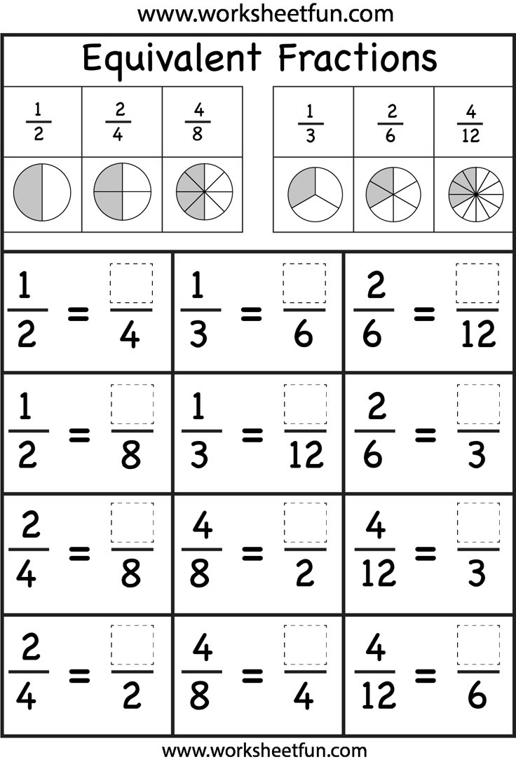 Equivalent Fractions Worksheet / Free Printable Worksheets within Free Printable Fraction Worksheets For Grade 3