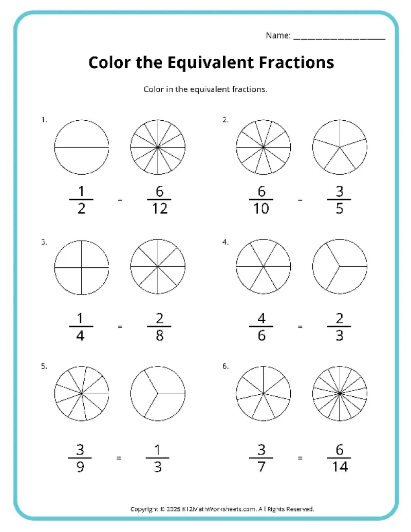 Equivalent Fractions Worksheets - K12 Math Worksheets pertaining to Free Printable Equivalent Fractions Worksheets