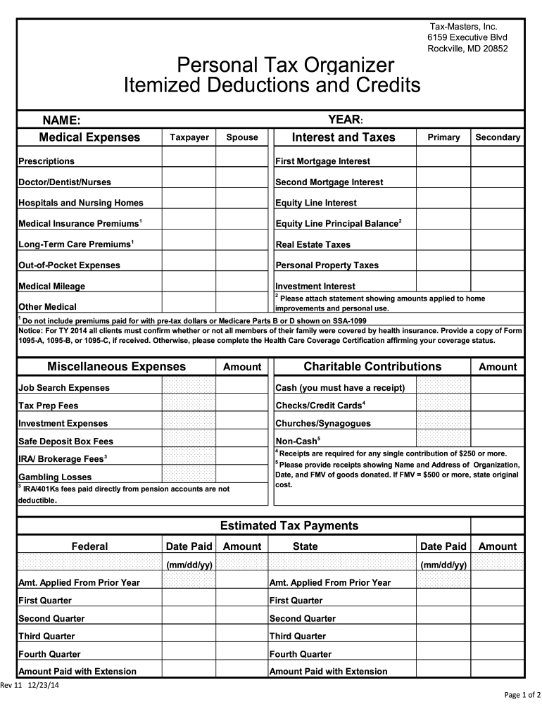 Expense Worksheet For Taxes - Fill Online, Printable, Fillable intended for Free Printable Itemized Deductions Worksheets