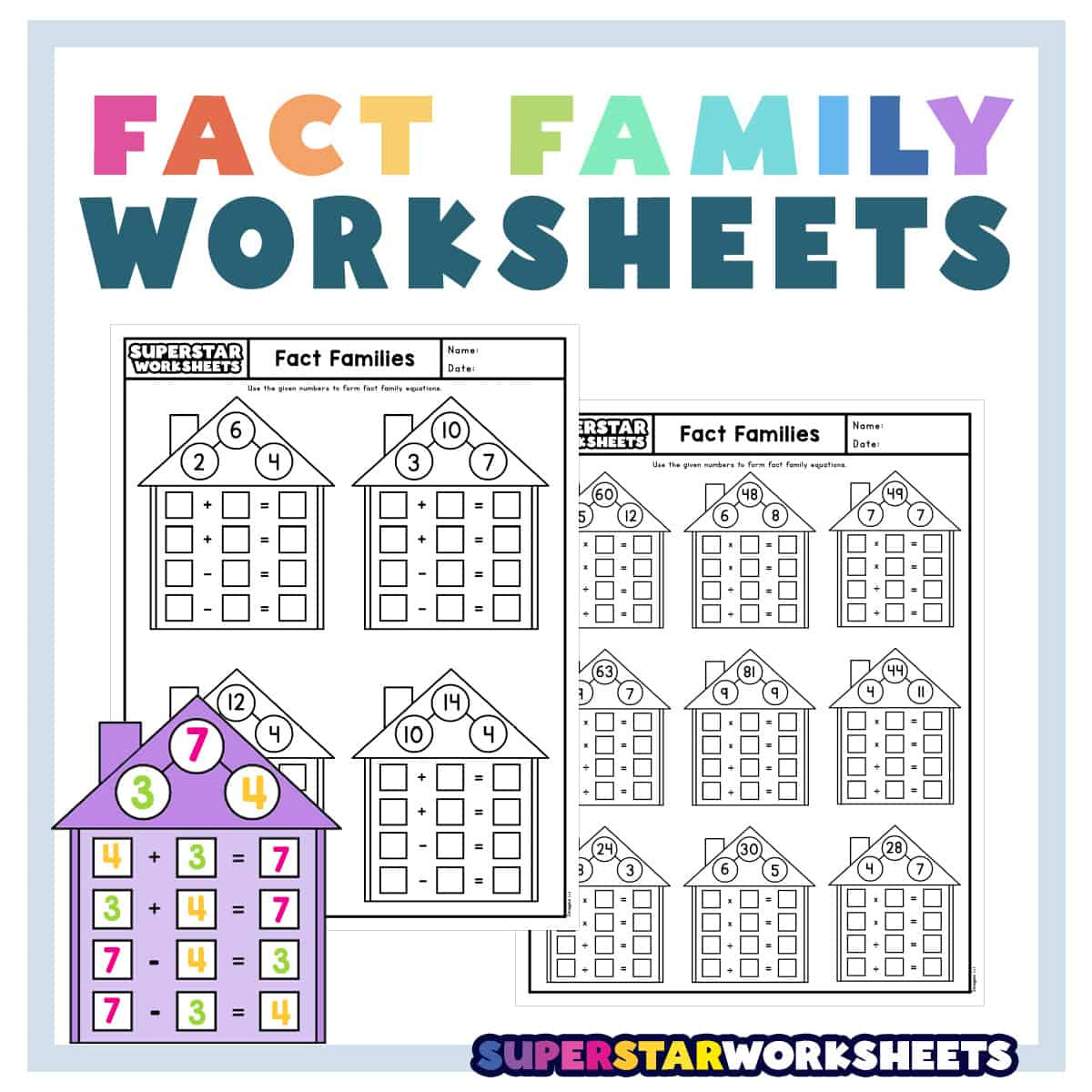 Fact Family Worksheets - Superstar Worksheets throughout Free Printable Fact Family Worksheets