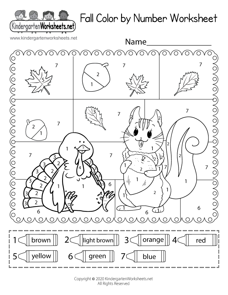 Fall Colornumber Worksheet - Free Printable, Digital, &amp;amp; Pdf with Free Printable Fall Worksheets For Preschoolers