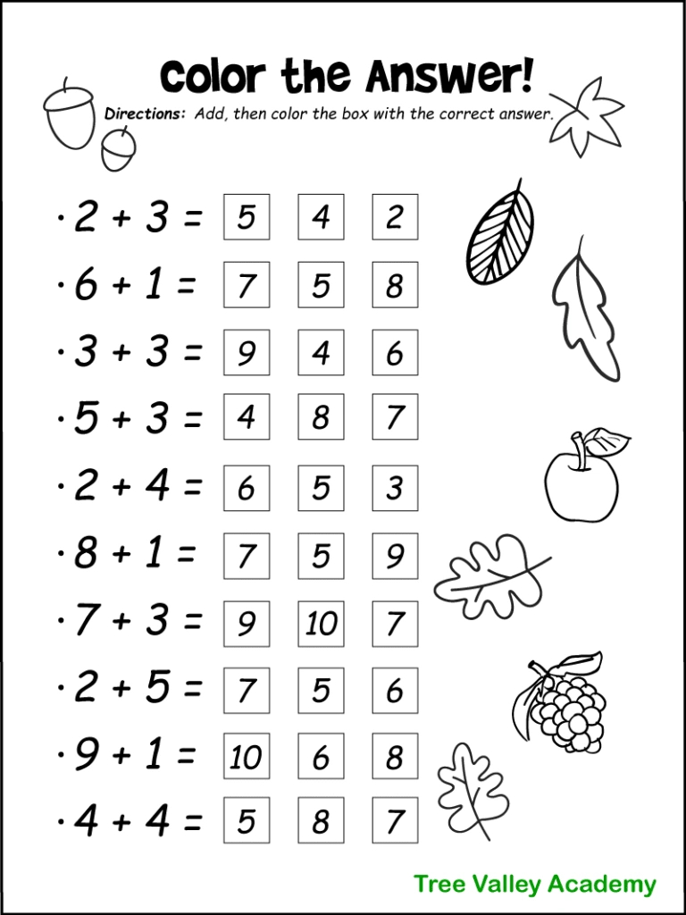 Fall Math Worksheets For Kindergarten, Preschool &amp;amp; 1St Grade pertaining to Free Printable First Grade Math Worksheets