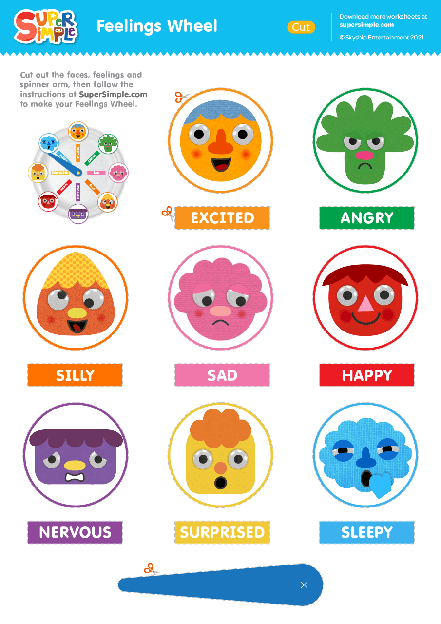 Feelings Wheel Printable - Super Simple throughout Free Printable Emotion Worksheets