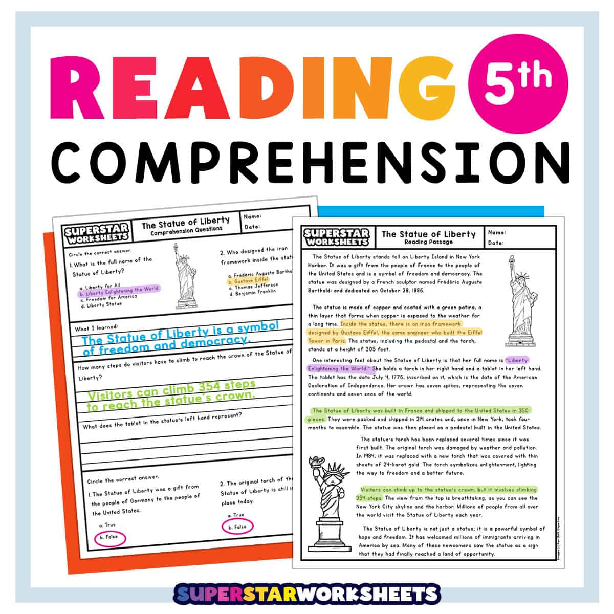 Fifth Grade Reading Comprehension - Superstar Worksheets in Free Printable Reading Comprehension Worksheets For 5Th Graders