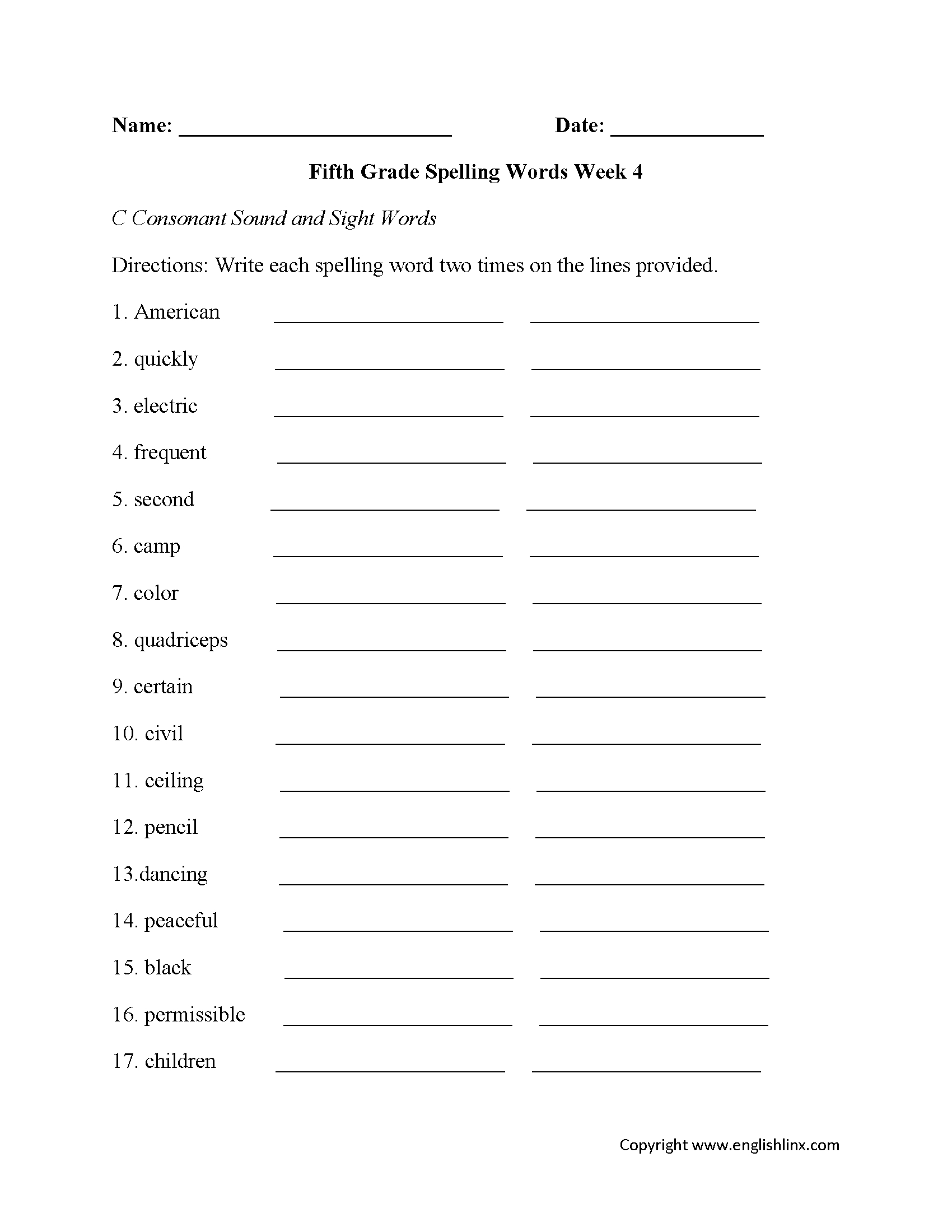 Fifth Grade Spelling Worksheets | Printable Word Lists &amp;amp; Weekly with regard to Free Printable Worksheets For Fifth Graders