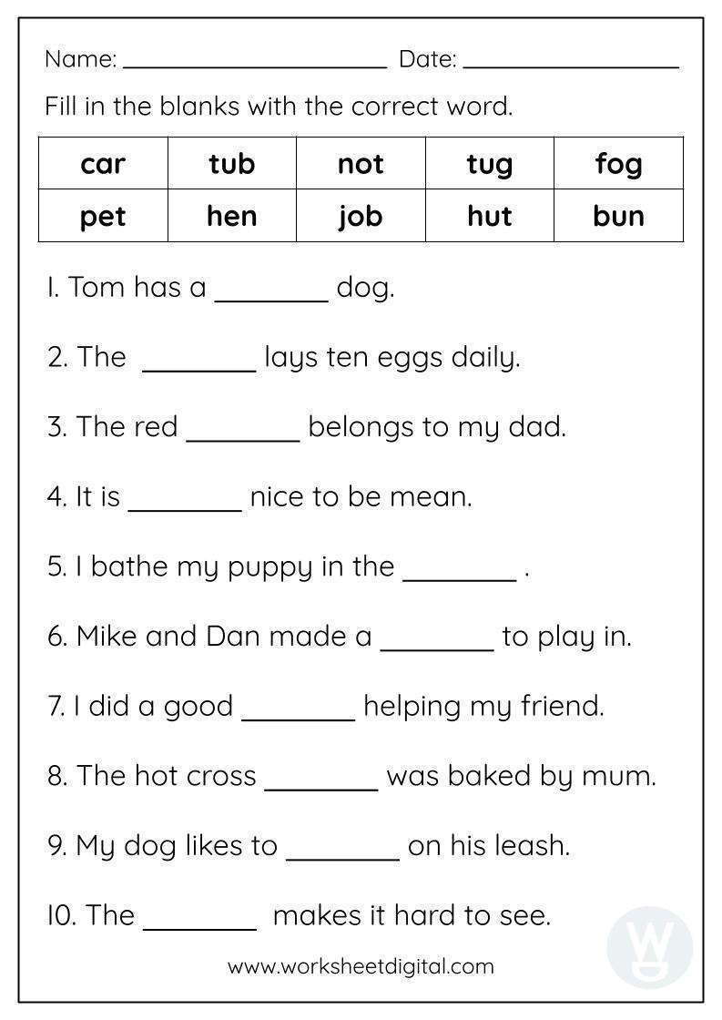 Fill In The Blanks - Worksheet Digital - Worksheets Library intended for Free Printable Fill In The Blank Worksheets