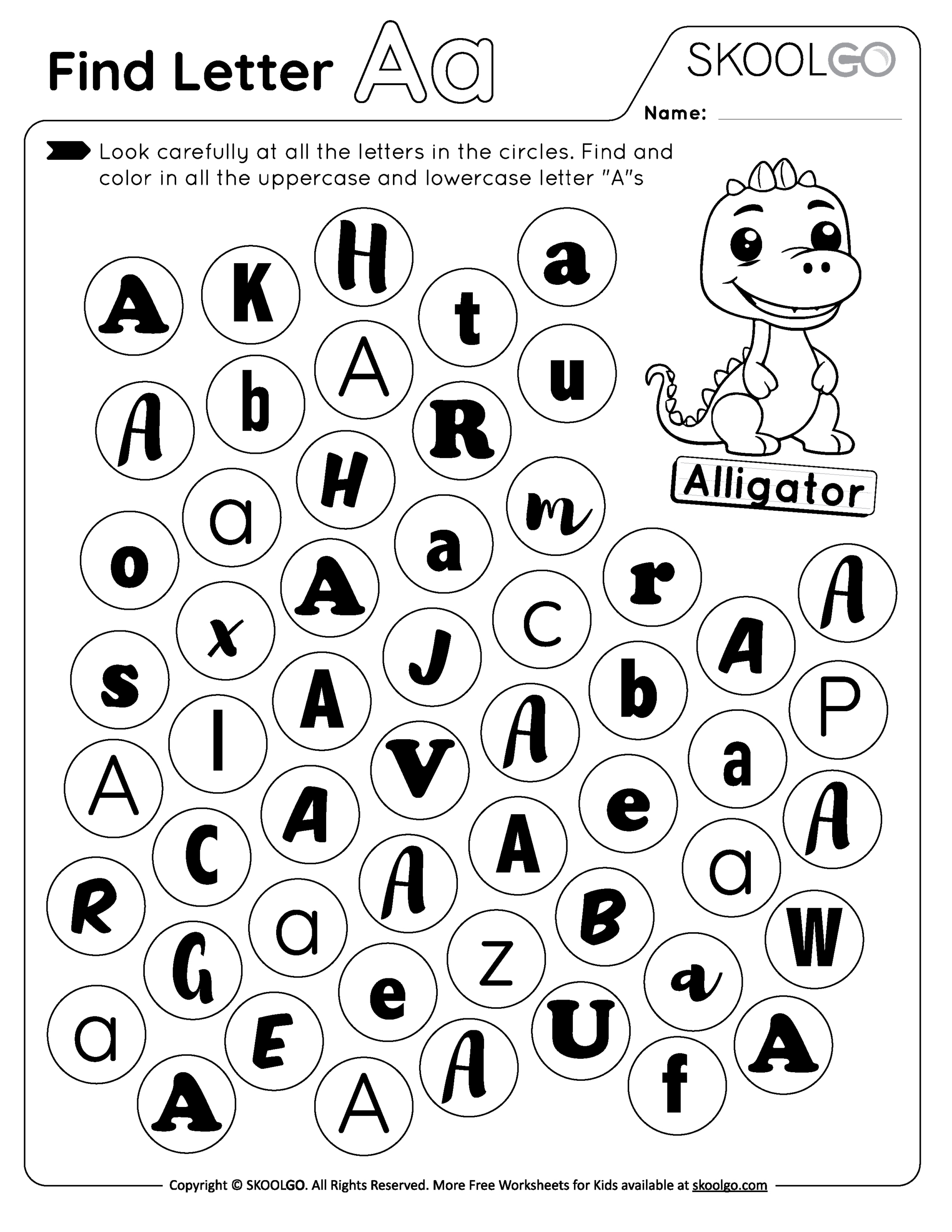 Find Letter A - Free Worksheet For Kids - Skoolgo regarding Free Printable Find the Letter Worksheets