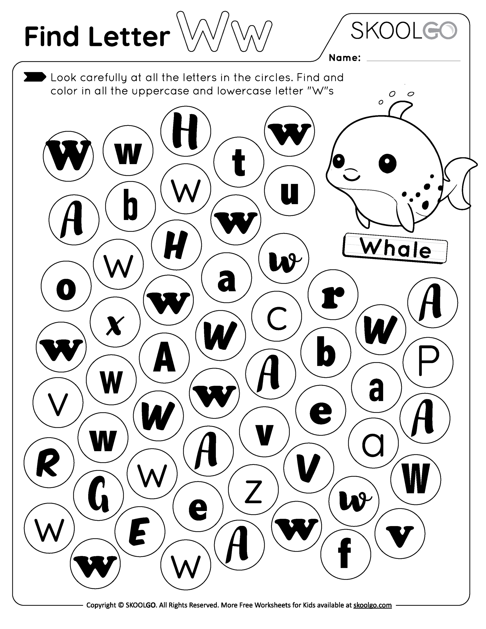 Find Letter W - Free Worksheet For Kids - Skoolgo inside Letter W Worksheets Free Printable