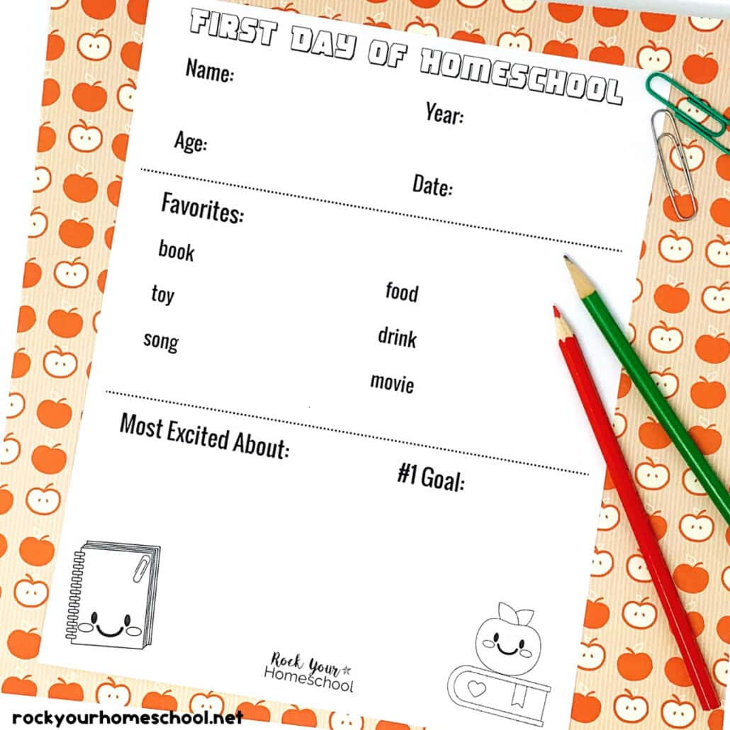 First Day Of Homeschool Printables For Fun Keepsakes (Free) within Free Printable Worksheets For Homeschooling