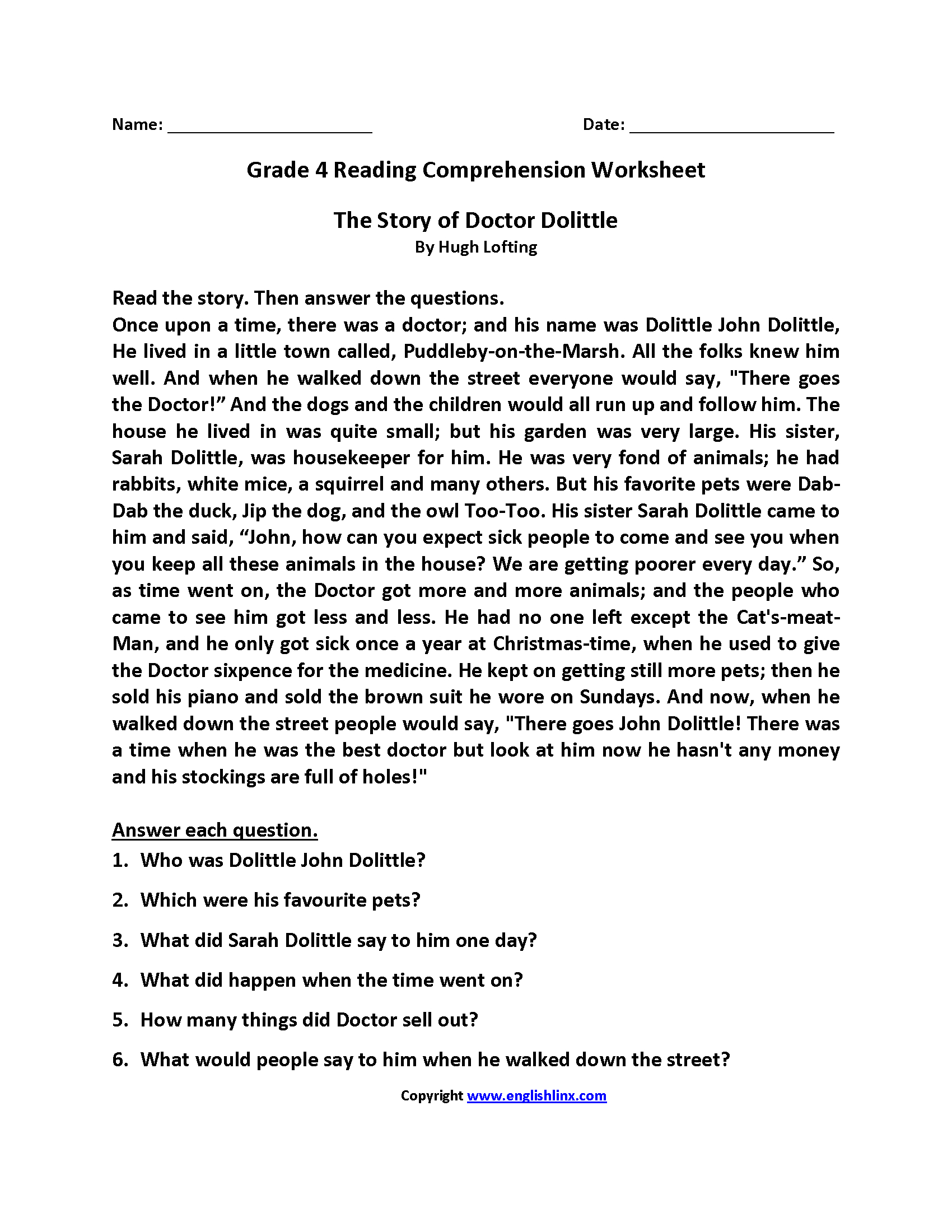 Fourth Grade Reading Worksheets | Improve Fluency &amp;amp; Comprehension with Free Printable 4Th Grade Reading Comprehension Worksheets