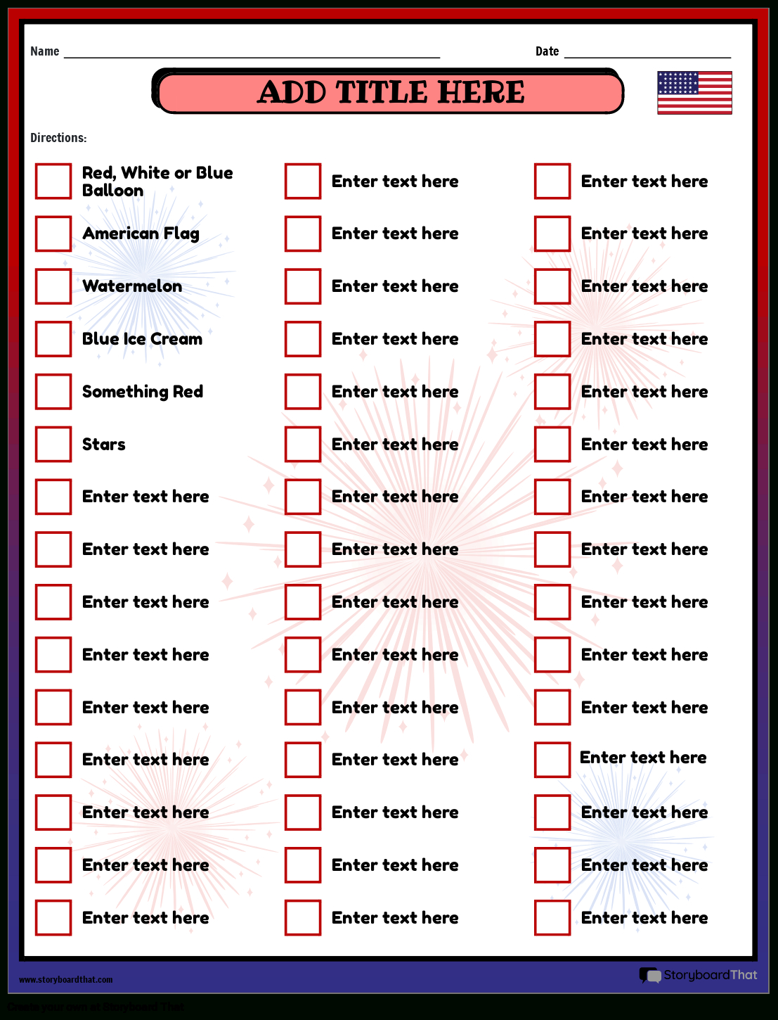 Free 4Th Of July Worksheets For 2025 | Storyboard That within Free Printable 4Th Of July Worksheets
