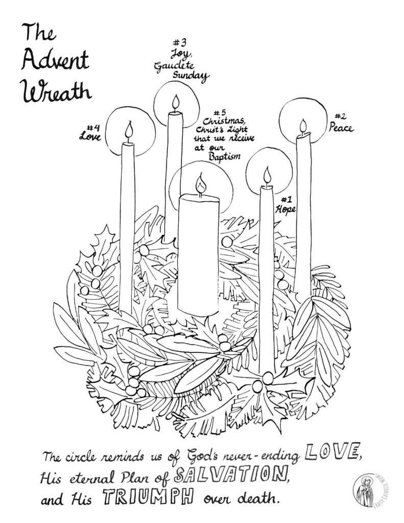 Free Advent Wreath Coloring Page For Kids And Adults - in Free Printable The Meaning Of Advent Worksheets