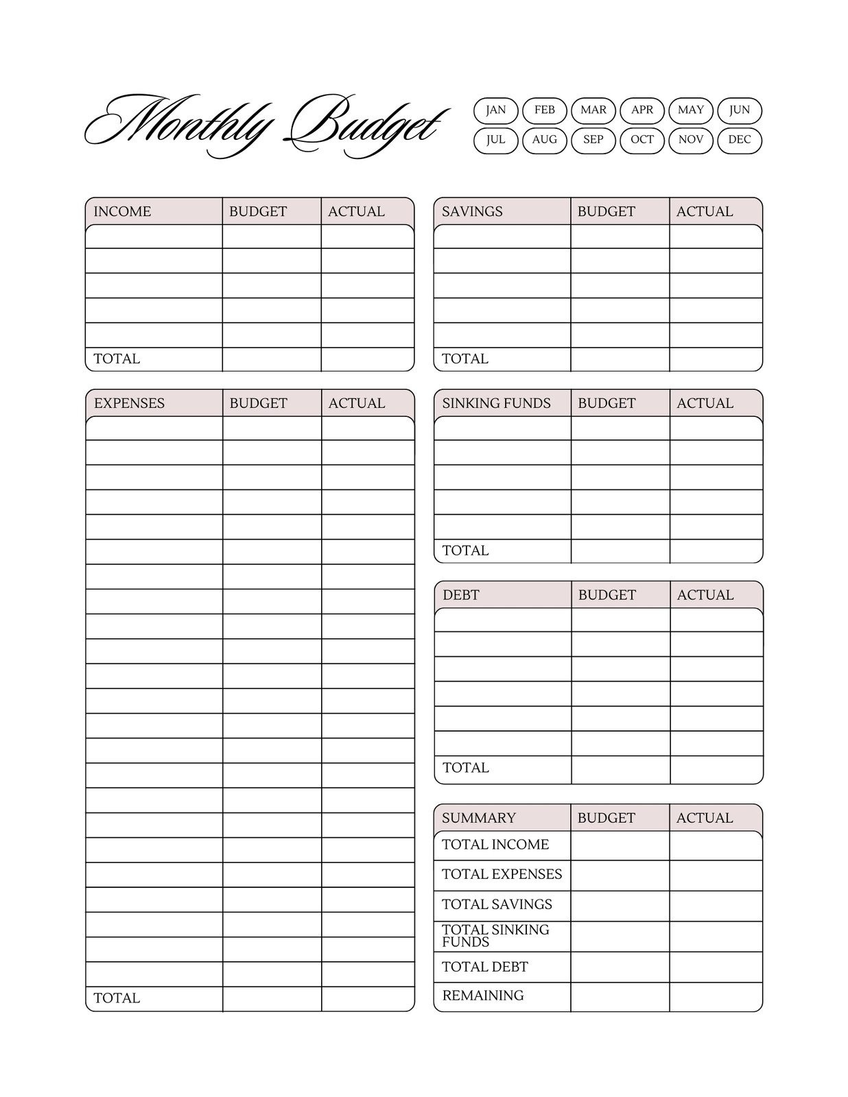 Free And Customizable Budget Templates pertaining to Printable Free Budget Worksheets