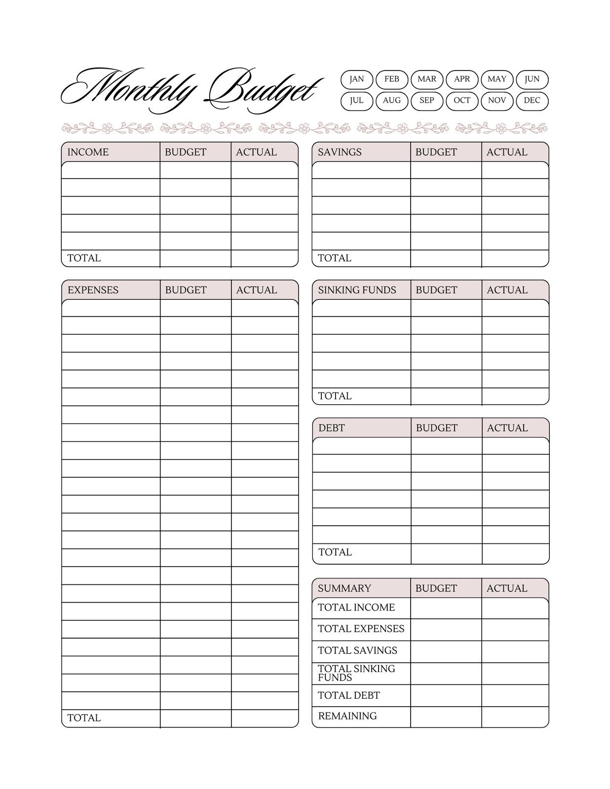 Free And Customizable Budget Templates - Worksheets Library with Monthly Budget Worksheets Free Printable