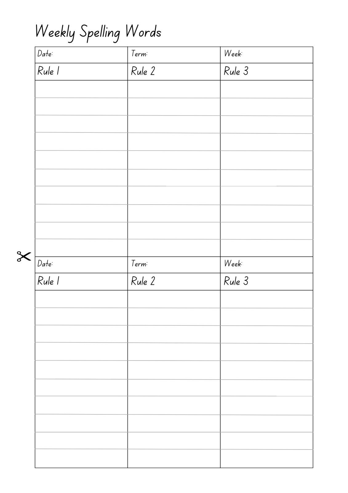 Free And Customizable Spelling Templates with regard to Free Printable Blank Spelling Practice Worksheets
