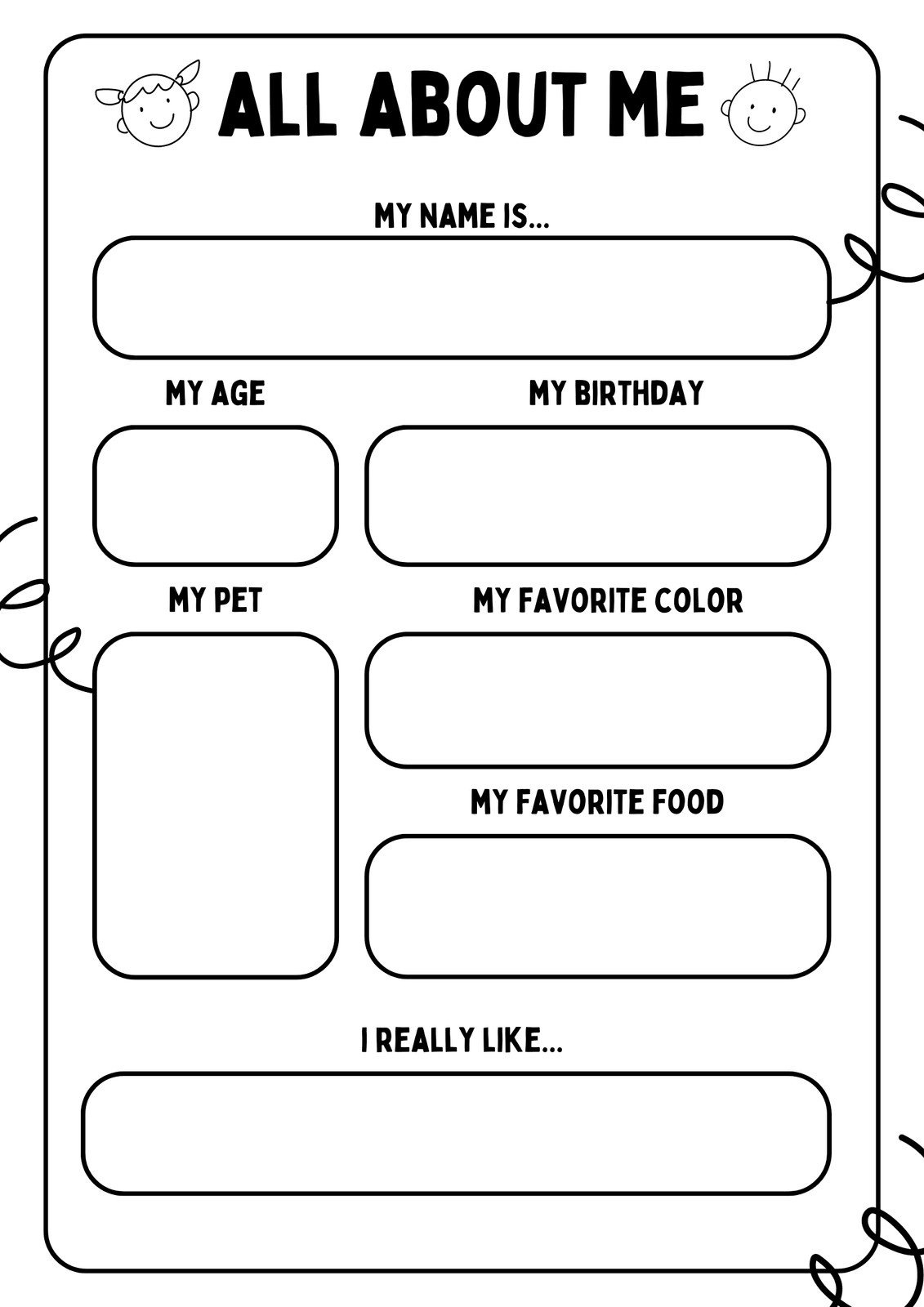 Free And Printable All About Me Worksheet Templates | Canva with regard to Free Printable Get To Know You Worksheets