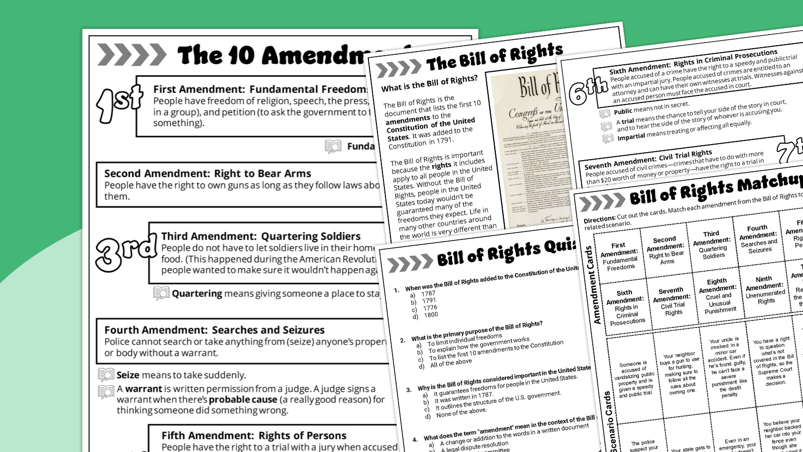 Free Bill Of Rights Worksheet Bundle inside Free Printable Bill of Rights Worksheets