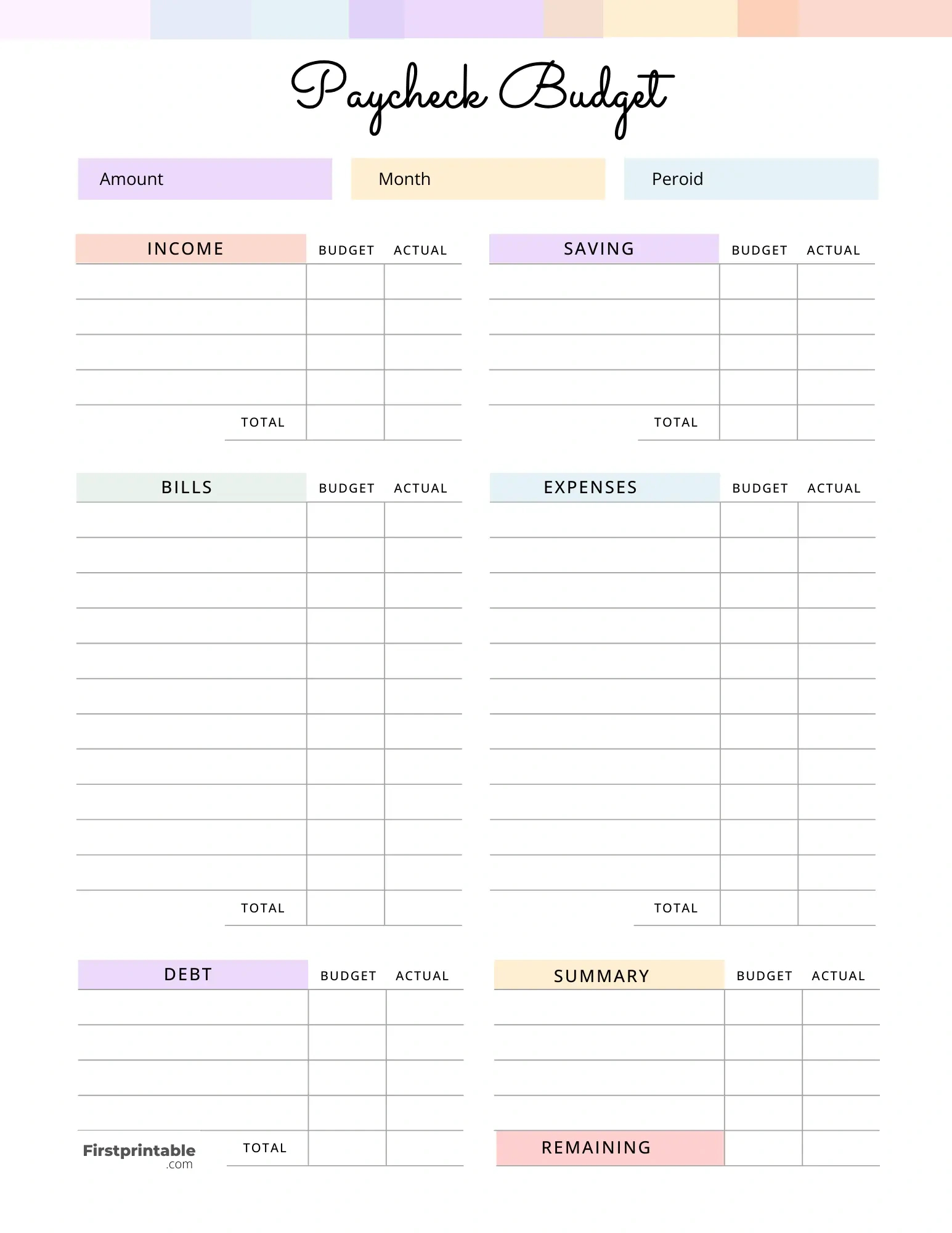 Free Budget Planner Templates | Printable &amp;amp; Fillable throughout Free Printable Paycheck Budget Worksheets