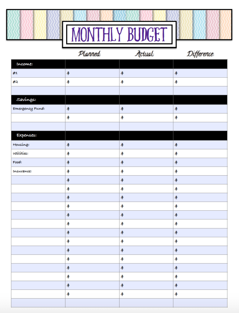 Free Budgeting Printables: Expenses, Goals, &amp;amp; Monthly Budget for Free Printable Income and Expense Worksheets