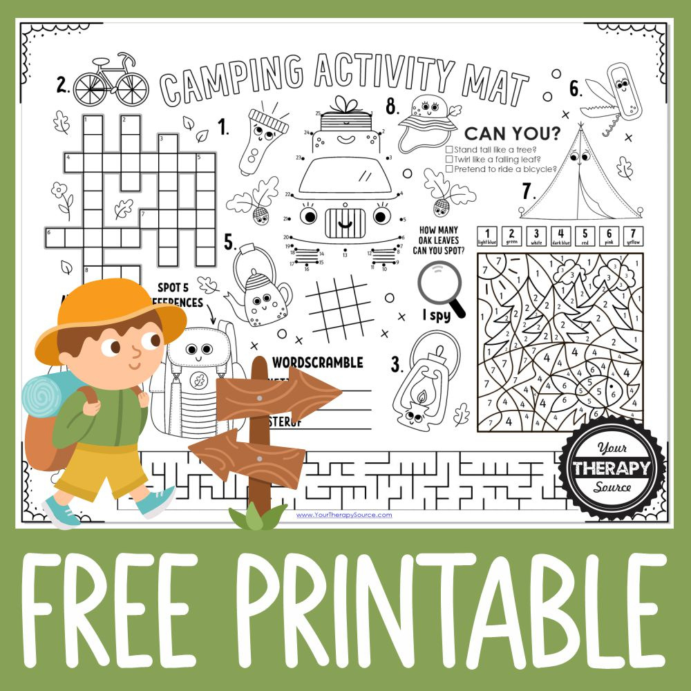 Free Camping Worksheet - Your Therapy Source for Free Printable Camping Worksheets For Preschool