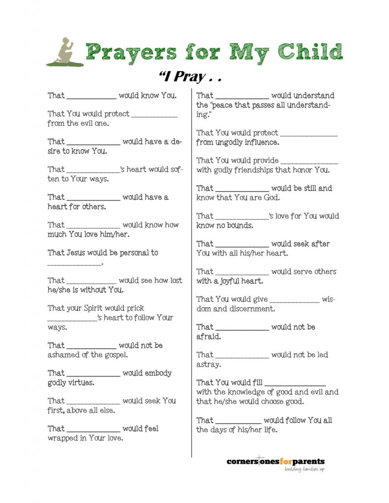 Free Christian Parenting Printables | Cornerstones For Parents regarding Free Printable Parenting Worksheets
