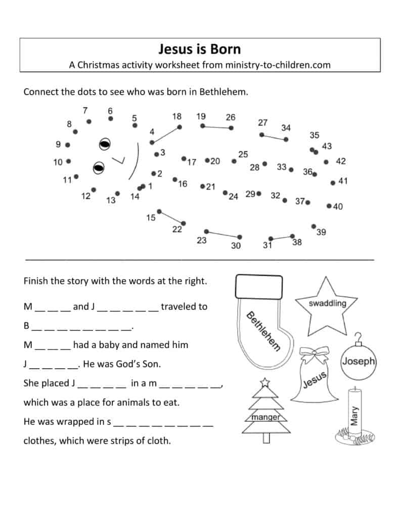 Free Christmas Worksheets For Kids (Free Printable Activity Sheets) regarding Free Printable Birth of Jesus Worksheets