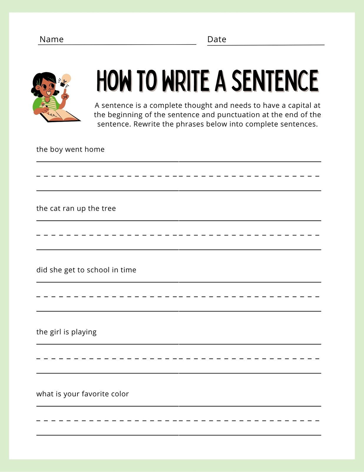 Free Custom 1St Grade Writing Worksheet Templates | Canva intended for Grade 1 Writing Worksheets Free Printable