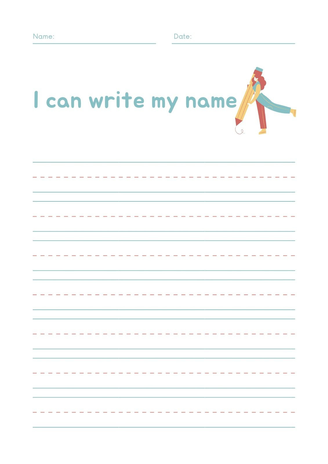 Free Custom Printable Handwriting Worksheet Templates | Canva with I Can Write My Name Worksheets Free Printable