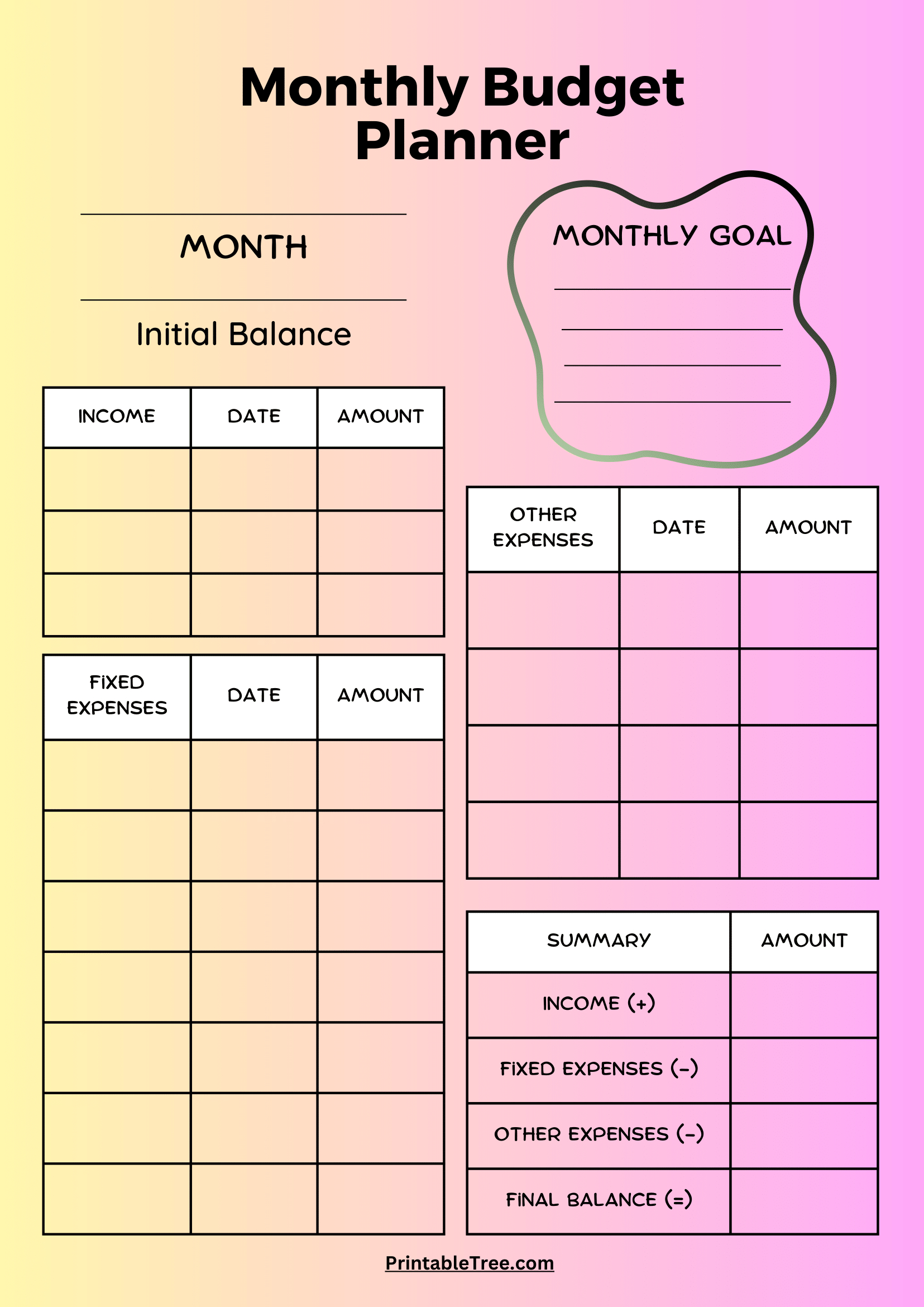 Free Download Printable Monthly Budget Planner Pdf Templates regarding Free Printable Monthly Budgeting Worksheets