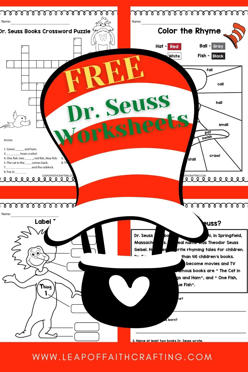 Free Dr. Seuss Worksheets And Printables For Kids! - Leap Of Faith in Dr Seuss Worksheets Free Printable