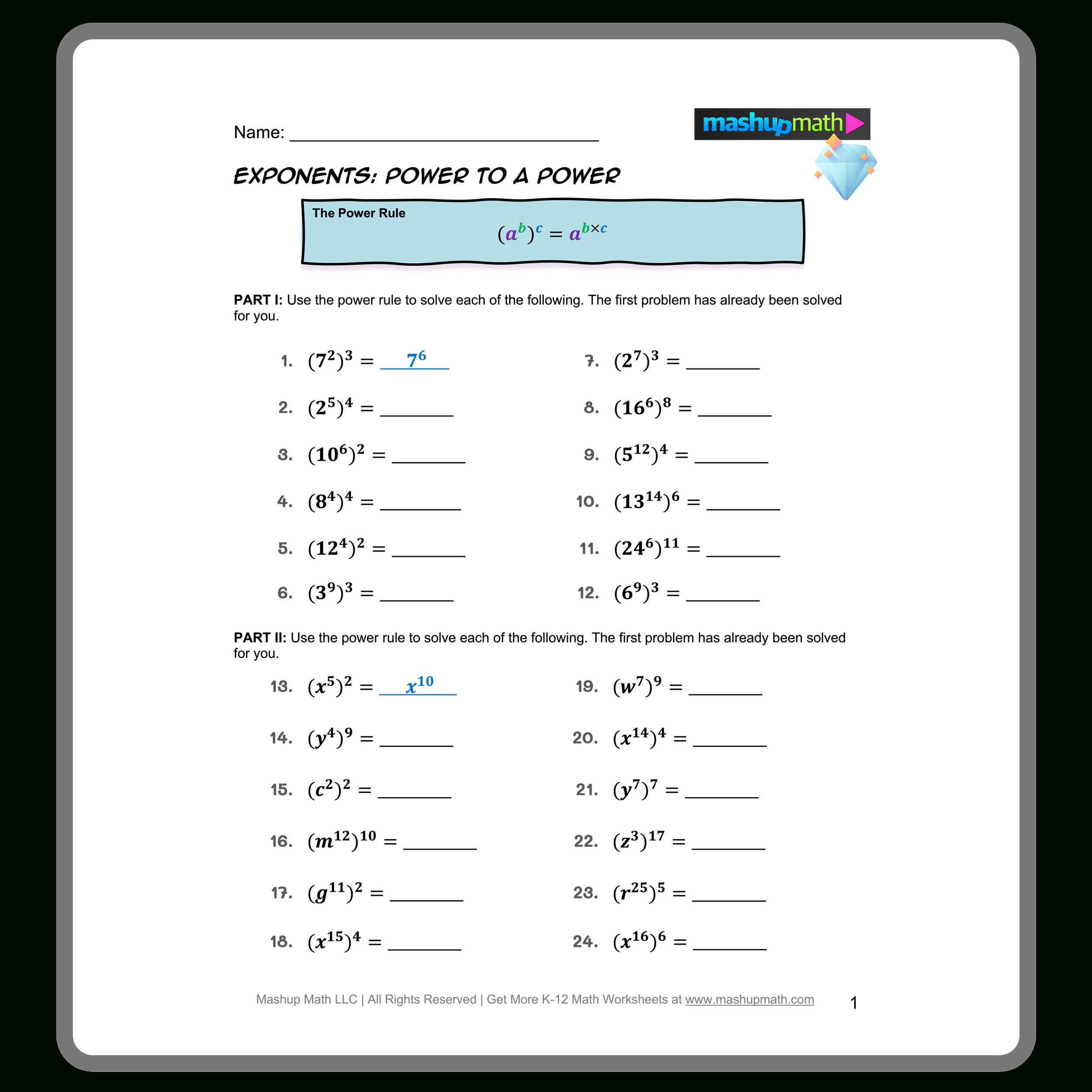 Free Exponent Rules Worksheets—Printable With Answers — Mashup Math pertaining to Free Printable Exponents Worksheets