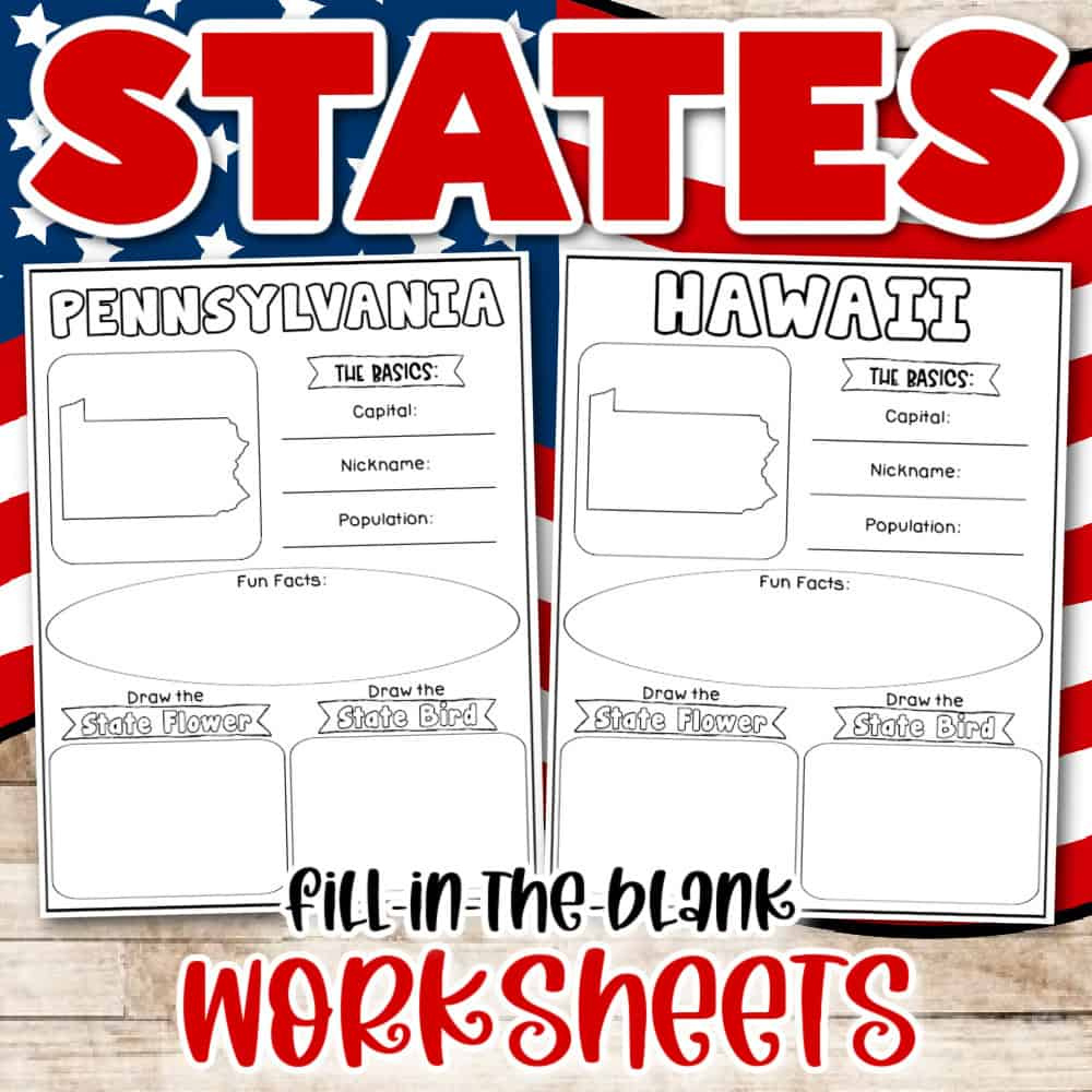 Free Fill-In-The-Blank Pdf: 50 States Worksheets with Free Printable State Worksheets