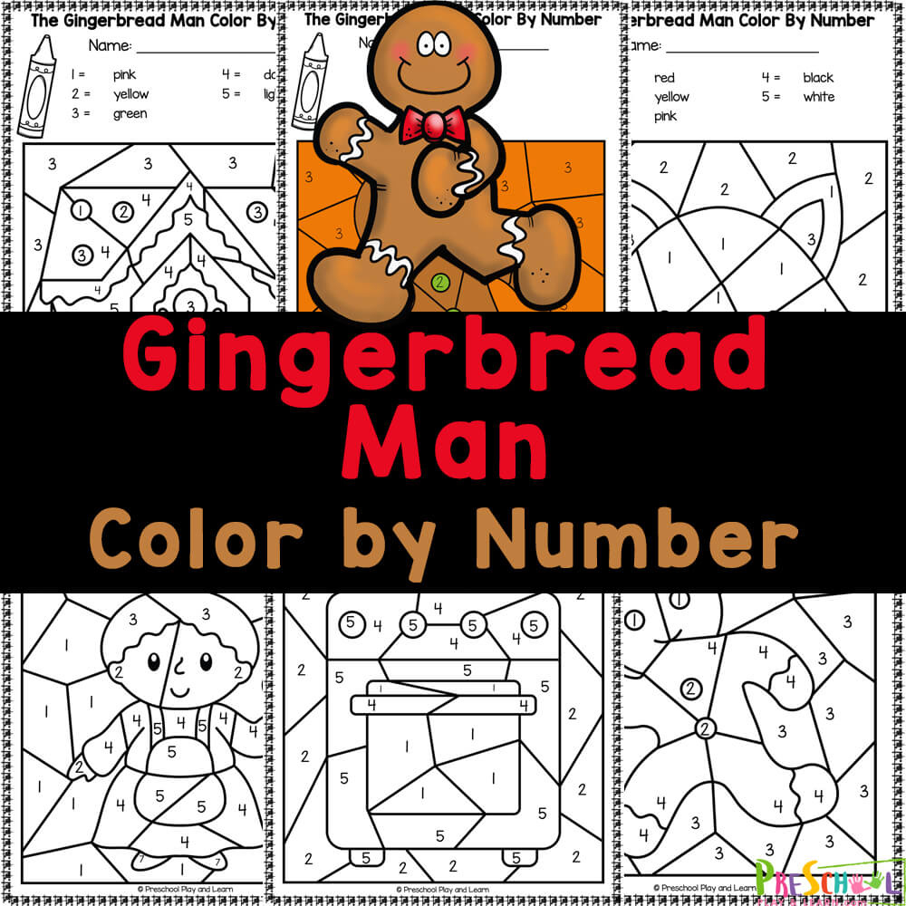 Free Gingerbread Man Colornumber Worksheets in Free Printable Gingerbread Man Worksheets