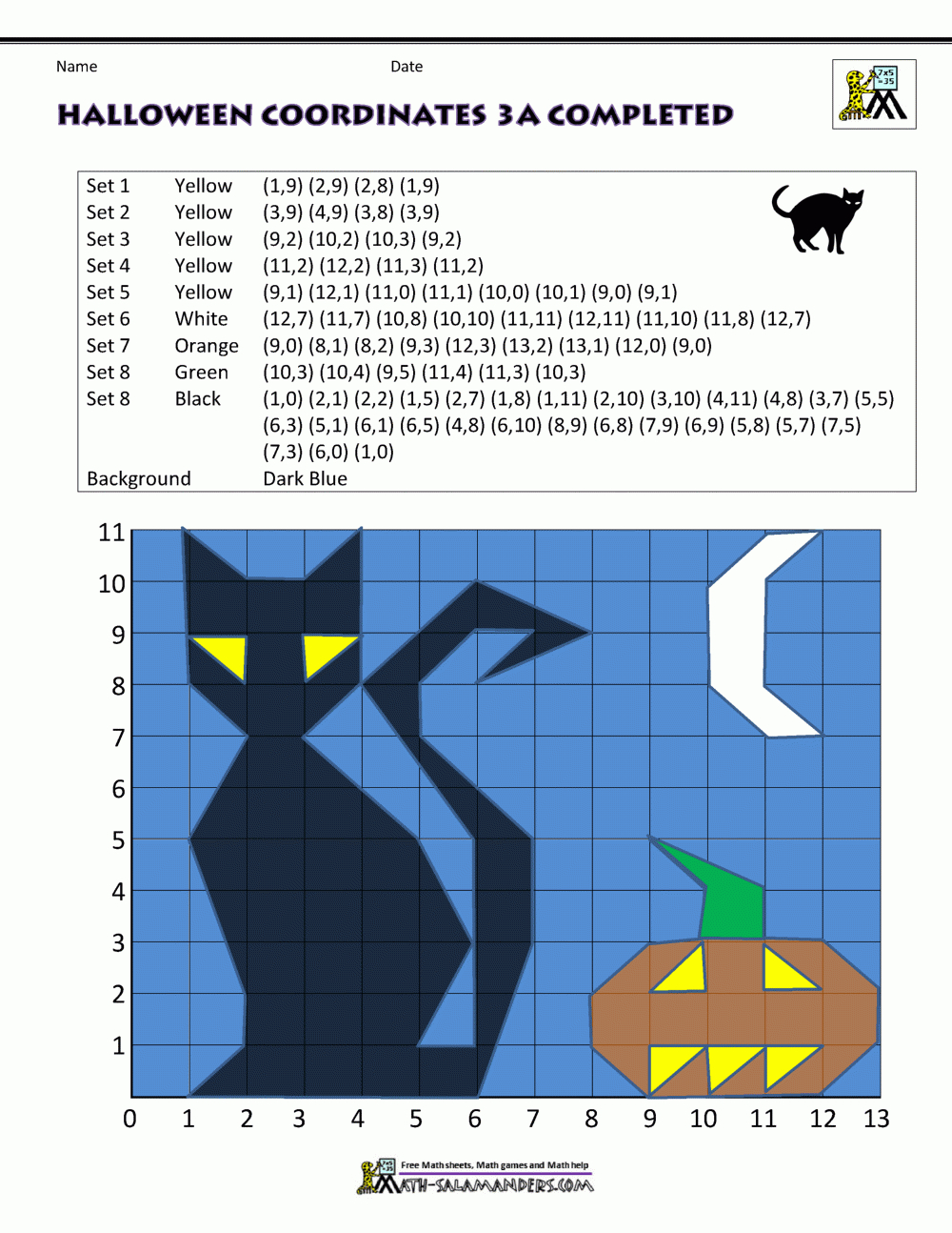 Free Halloween Math Worksheets inside Free Printable Coordinate Graphing Pictures Worksheets Halloween