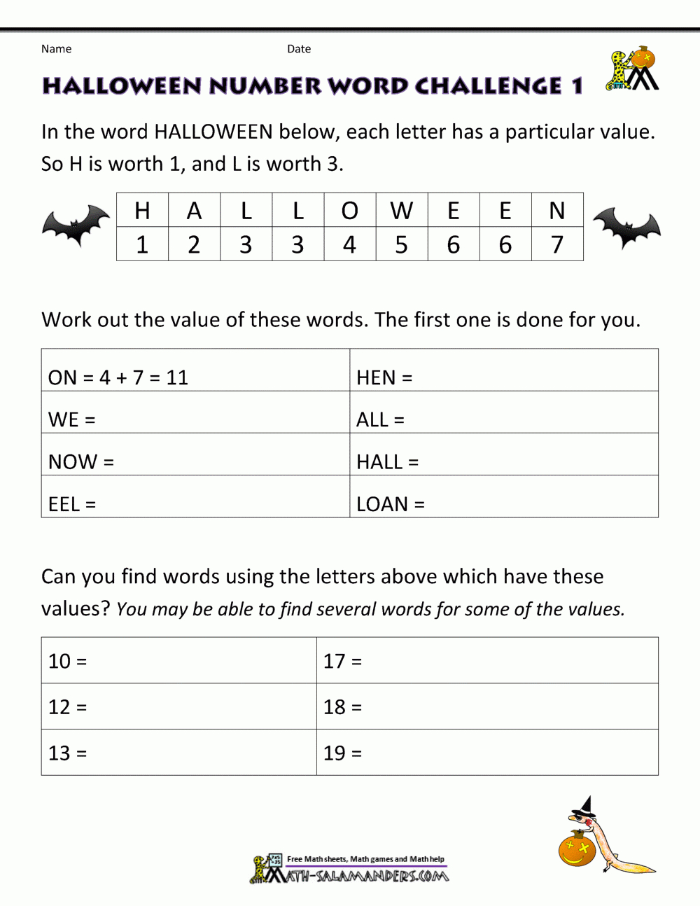 Free Halloween Math Worksheets throughout Free Printable Halloween Math Worksheets