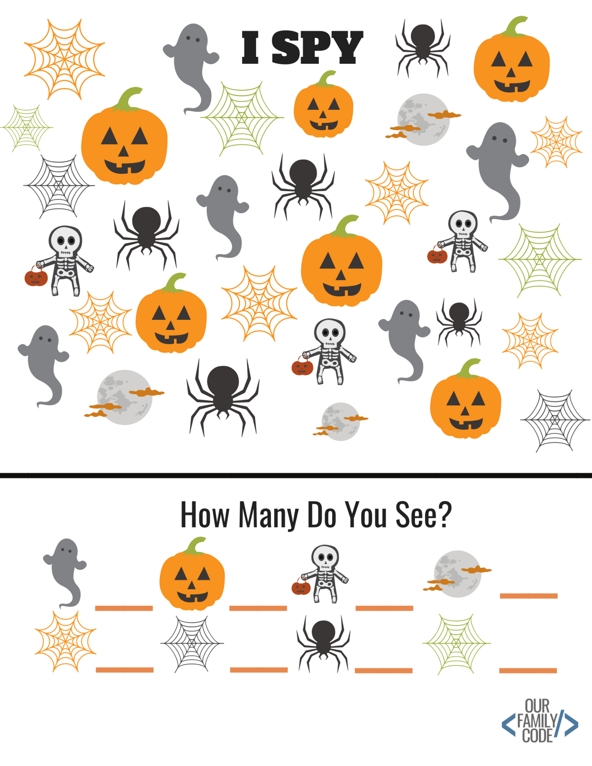 Free Halloween Worksheets For Kids! - Our Family Code in Free Halloween Printable Worksheets